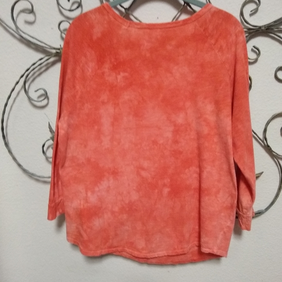 LUCKY BRAND orange graphic tee with grommets, L - Picture 2 of 14